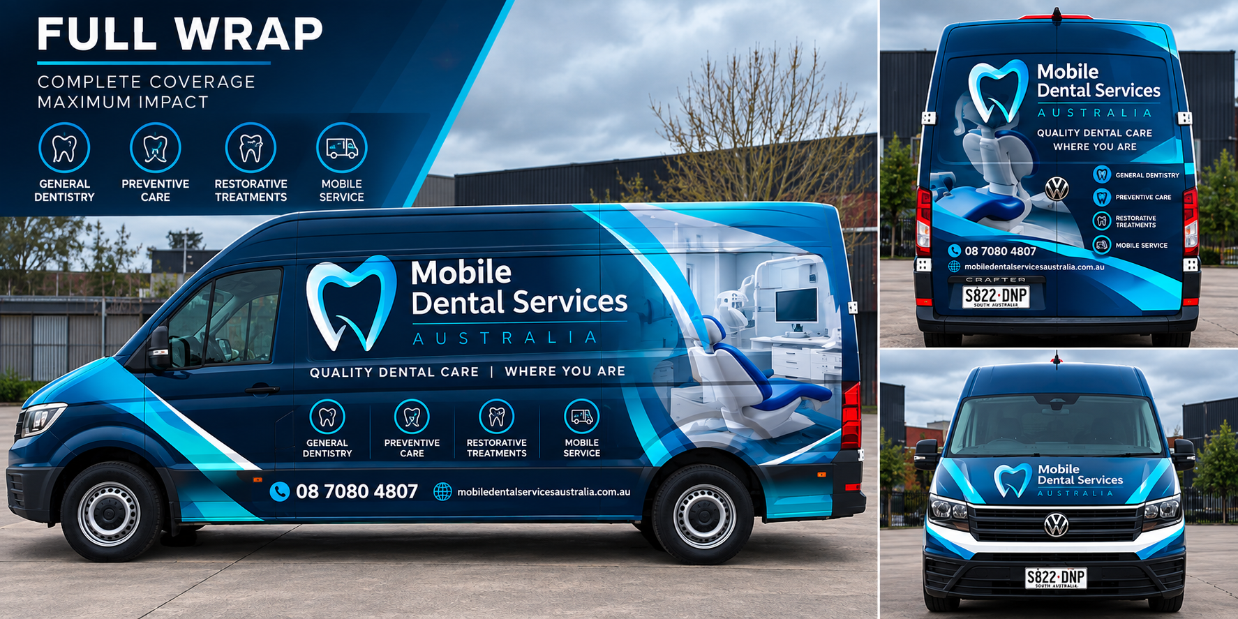 Full commercial van wrap concept for Mobile Dental Services